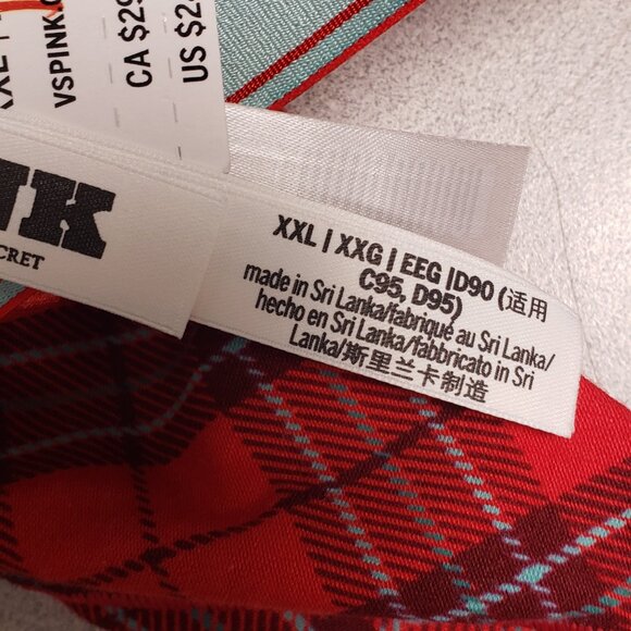 PINK Logo Cotton Triangle Bralette – Red Plaid – Size XXL – NWT - Picture 7 of 12